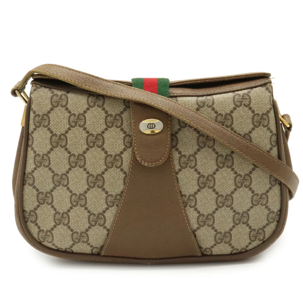 Gucci GG Plus Sherry Crossbody Bag Leather Beige Cream Brown